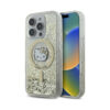 Coque iPhone 16 Pro Hello Kitty Liquid Glitter Fever MagSafe blanche et dorée