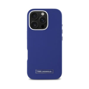 Coque iPhone 16 Pro Karl Lagerfeld FW Metal Plate MagSafe bleue — visuel 3