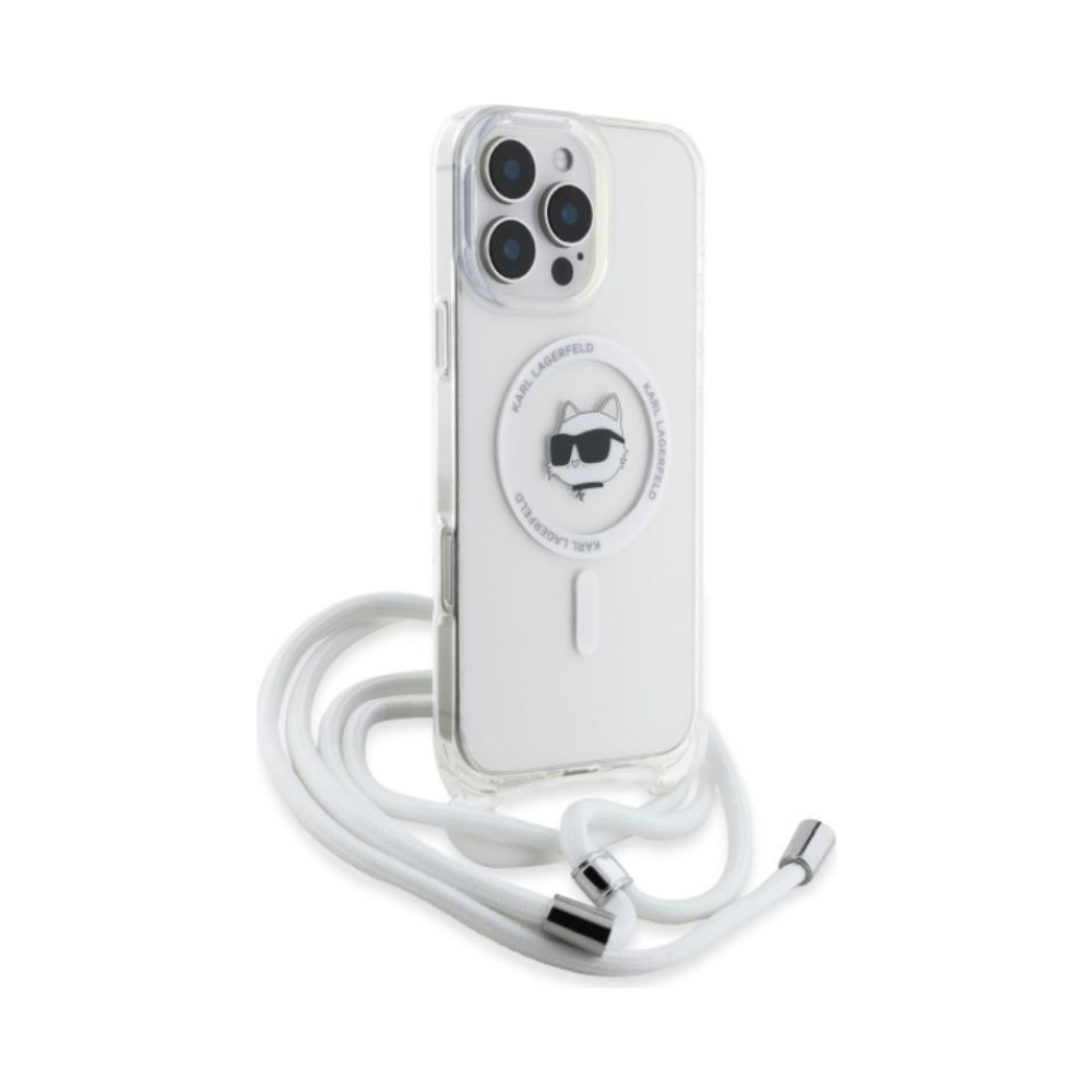 Coque iPhone 16 Pro Karl Lagerfeld IML Choupette Head & Cord MagSafe transparente — visuel 3