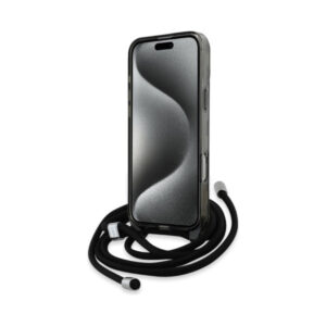 Coque iPhone 16 Pro Karl Lagerfeld IML Crossbody Monogram Karl & Choupette Head MagSafe noire — visuel 4