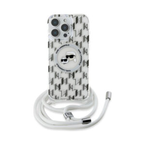 Coque iPhone 16 Pro Karl Lagerfeld IML Crossbody Monogram Karl & Choupette Head MagSafe transparente — visuel 2