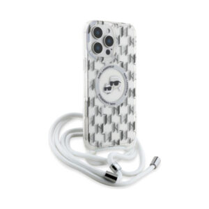 Coque iPhone 16 Pro Karl Lagerfeld IML Crossbody Monogram Karl & Choupette Head MagSafe transparente — visuel 3