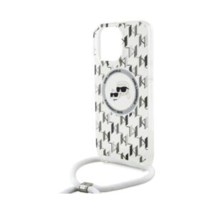 Coque iPhone 16 Pro Karl Lagerfeld IML Crossbody Monogram Karl & Choupette Head MagSafe transparente — visuel 5