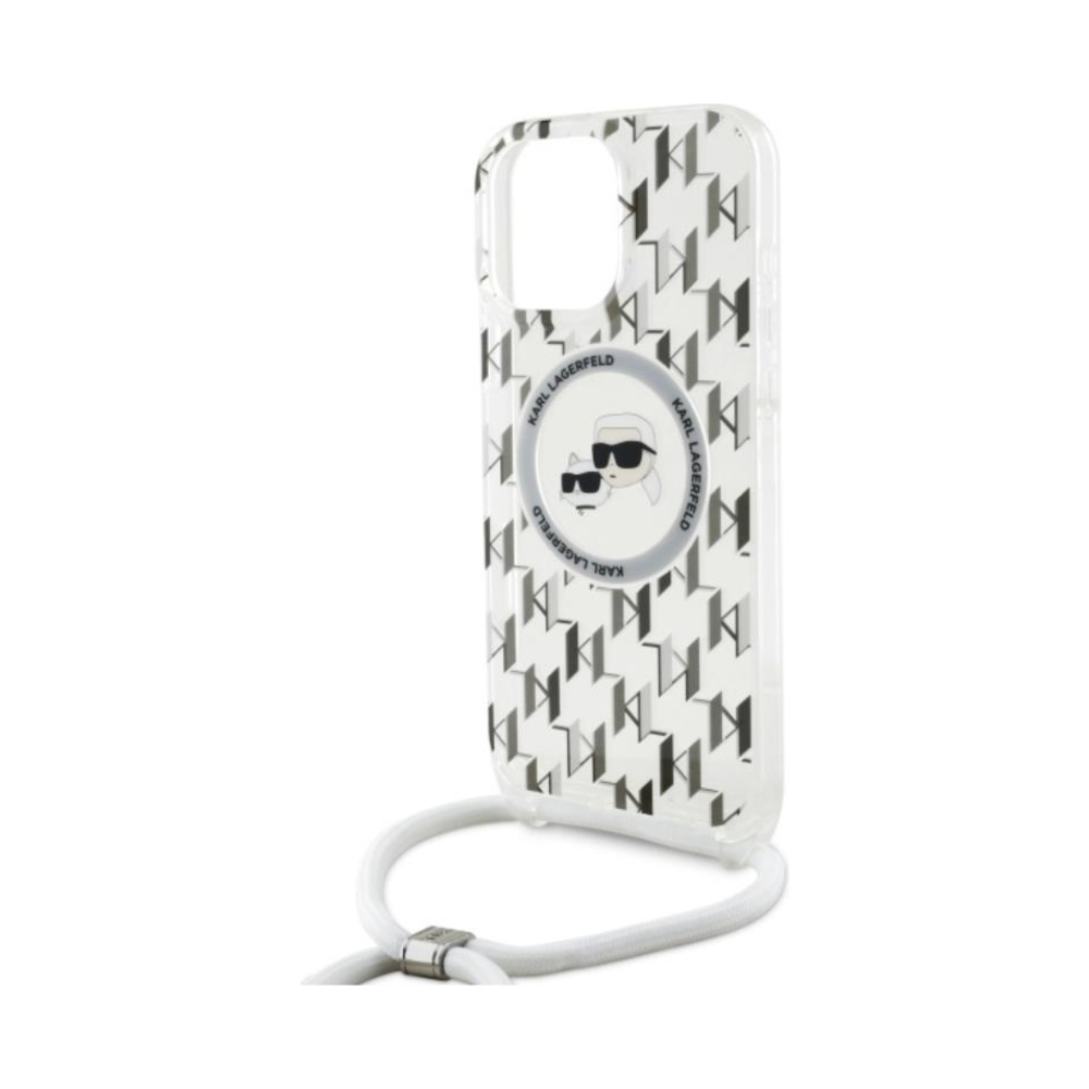 Coque iPhone 16 Pro Karl Lagerfeld IML Crossbody Monogram Karl & Choupette Head MagSafe transparente — visuel 5