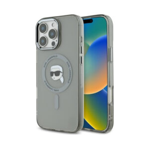 Coque iPhone 16 Pro Karl Lagerfeld IML Metal Karl Head MagSafe noire