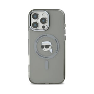 Coque iPhone 16 Pro Karl Lagerfeld IML Metal Karl Head MagSafe noire — visuel 3