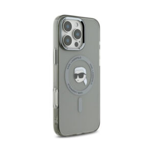 Coque iPhone 16 Pro Karl Lagerfeld IML Metal Karl Head MagSafe noire — visuel 4