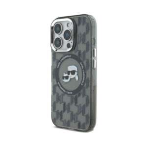 Coque iPhone 16 Pro Karl Lagerfeld IML Monogram Karl & Choupette Head MagSafe noire — visuel 2