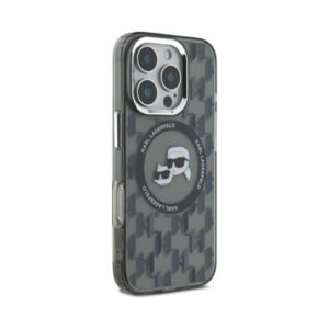 Coque iPhone 16 Pro Karl Lagerfeld IML Monogram Karl & Choupette Head MagSafe noire — visuel 4