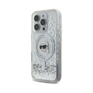 Coque iPhone 16 Pro Karl Lagerfeld Liquid Glitter Karl Head MagSafe transparente — visuel 2