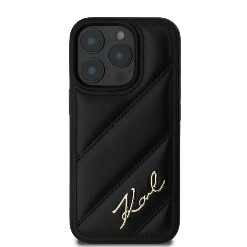 Coque iPhone 16 Pro Karl Lagerfeld Quilted Signature noire — visuel 3
