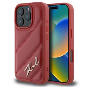 Coque iPhone 16 Pro Karl Lagerfeld Quilted Signature rouge