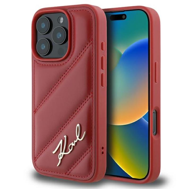 Coque iPhone 16 Pro Karl Lagerfeld Quilted Signature rouge