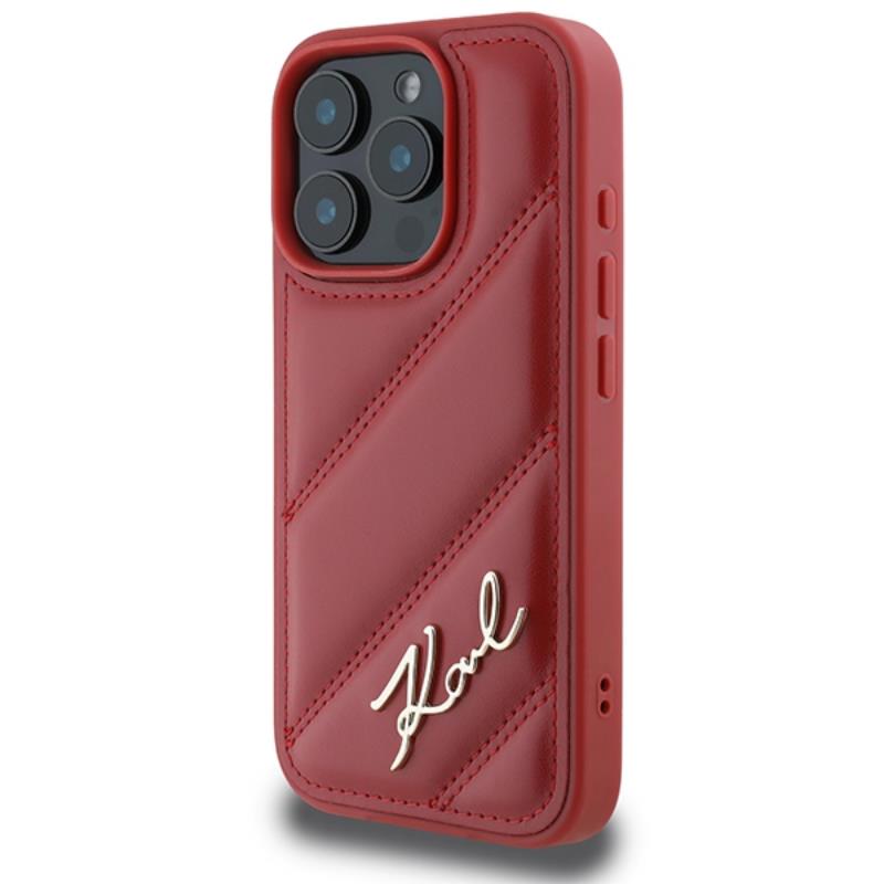 Coque iPhone 16 Pro Karl Lagerfeld Quilted Signature rouge — visuel 2