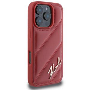 Coque iPhone 16 Pro Karl Lagerfeld Quilted Signature rouge — visuel 4