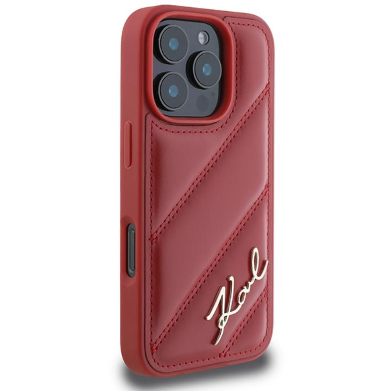 Coque iPhone 16 Pro Karl Lagerfeld Quilted Signature rouge — visuel 4