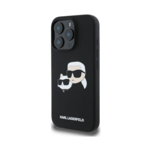 Coque iPhone 16 Pro Karl Lagerfeld Silicone Double Heads Print MagSafe noire — visuel 2