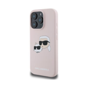 Coque iPhone 16 Pro Karl Lagerfeld Silicone Double Heads Print MagSafe rose — visuel 2