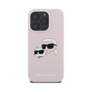 Coque iPhone 16 Pro Karl Lagerfeld Silicone Double Heads Print MagSafe rose — visuel 3
