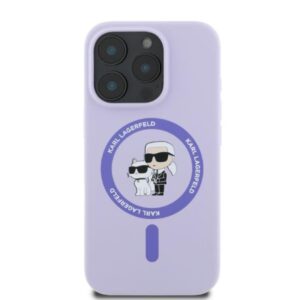 Coque iPhone 16 Pro Karl Lagerfeld Silicone Karl & Choupette Ring MagSafe violette — visuel 2