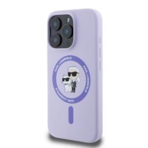 Coque iPhone 16 Pro Karl Lagerfeld Silicone Karl & Choupette Ring MagSafe violette — visuel 3