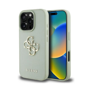 Coque iPhone 16 Pro Max Guess Grained Big 4G Logo Small Classic Logo verte