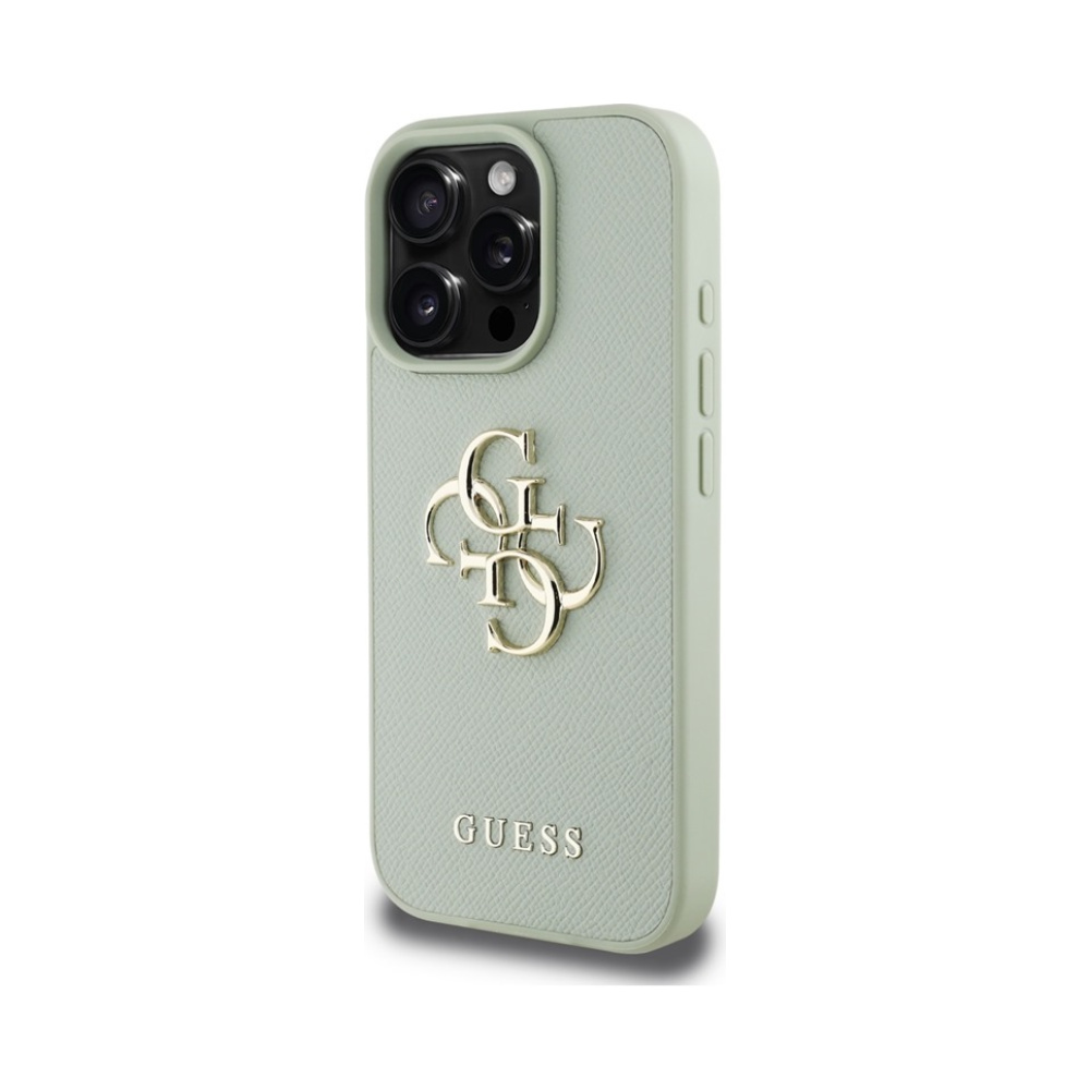 Coque iPhone 16 Pro Max Guess Grained Big 4G Logo Small Classic Logo verte — visuel 2