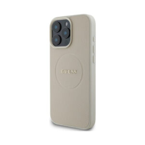 Coque iPhone 16 Pro Max Guess Grained Ring MagSafe beige — visuel 2