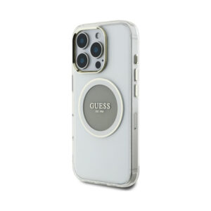 Coque iPhone 16 Pro Max Guess IML Metal Colored Circle Classic Logo MagSafe grise — visuel 2