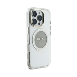 Coque iPhone 16 Pro Max Guess IML Metal Colored Circle Classic Logo MagSafe grise — visuel 4