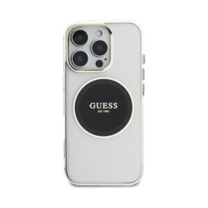 Coque iPhone 16 Pro Max Guess IML Metal Colored Circle Classic Logo MagSafe noire — visuel 3