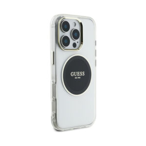 Coque iPhone 16 Pro Max Guess IML Metal Colored Circle Classic Logo MagSafe noire — visuel 4