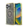 Coque iPhone 16 Pro Max Guess IML Metal Glitter 4G Circle Triangle MagSafe brune