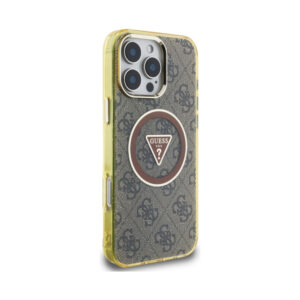 Coque iPhone 16 Pro Max Guess IML Metal Glitter 4G Circle Triangle MagSafe brune — visuel 4