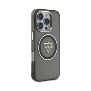 Coque iPhone 16 Pro Max Guess IML Metal Mountain Logo MagSafe noire — visuel 4
