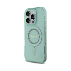 Coque iPhone 16 Pro Max Guess IML Rhinestones MagSafe verte — visuel 2