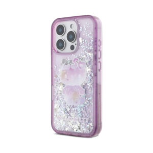 Coque iPhone 16 Pro Max Hello Kitty Liquid Glitter 50TH Anniversary Party violette — visuel 2