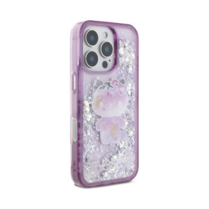 Coque iPhone 16 Pro Max Hello Kitty Liquid Glitter 50TH Anniversary Party violette — visuel 4