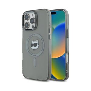 Coque iPhone 16 Pro Max Karl Lagerfeld IML Metal Choupette Head MagSafe noire