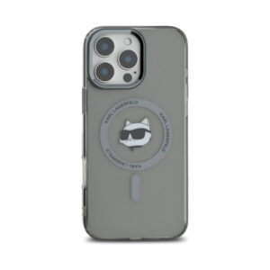 Coque iPhone 16 Pro Max Karl Lagerfeld IML Metal Choupette Head MagSafe noire — visuel 3