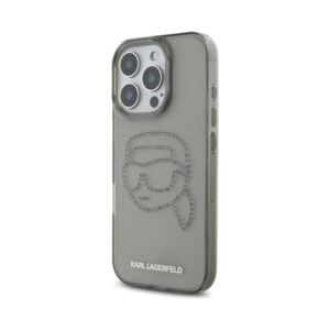 Coque iPhone 16 Pro Max Karl Lagerfeld IML Rhinestones Karl Head noire — visuel 2