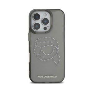 Coque iPhone 16 Pro Max Karl Lagerfeld IML Rhinestones Karl Head noire — visuel 3