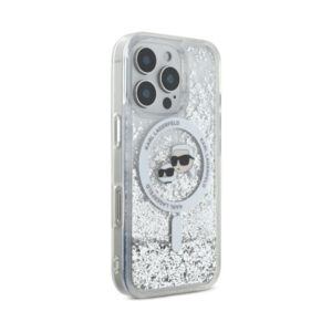 Coque iPhone 16 Pro Max Karl Lagerfeld Liquid Glitter Karl & Choupette Head MagSafe transparente — visuel 4