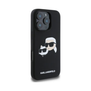 Coque iPhone 16 Pro Max Karl Lagerfeld Silicone Double Heads Print MagSafe noire — visuel 4
