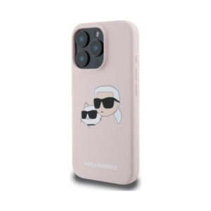 Coque iPhone 16 Pro Max Karl Lagerfeld Silicone Double Heads Print MagSafe rose — visuel 2