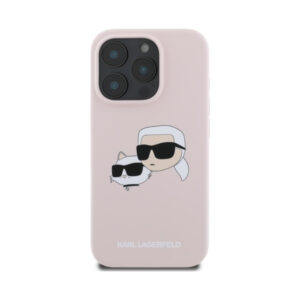 Coque iPhone 16 Pro Max Karl Lagerfeld Silicone Double Heads Print MagSafe rose — visuel 3