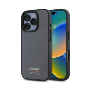 Coque iPhone 16 Pro Max Red Bull Carbon Fiber Shiny Logo MagSafe noire