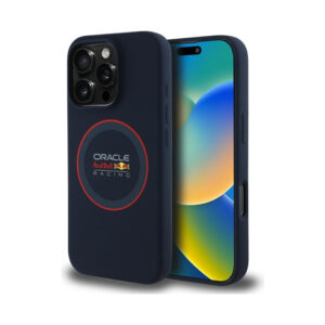 Coque iPhone 16 Pro Max Red Bull Silicone Red Ring MagSafe bleu marine