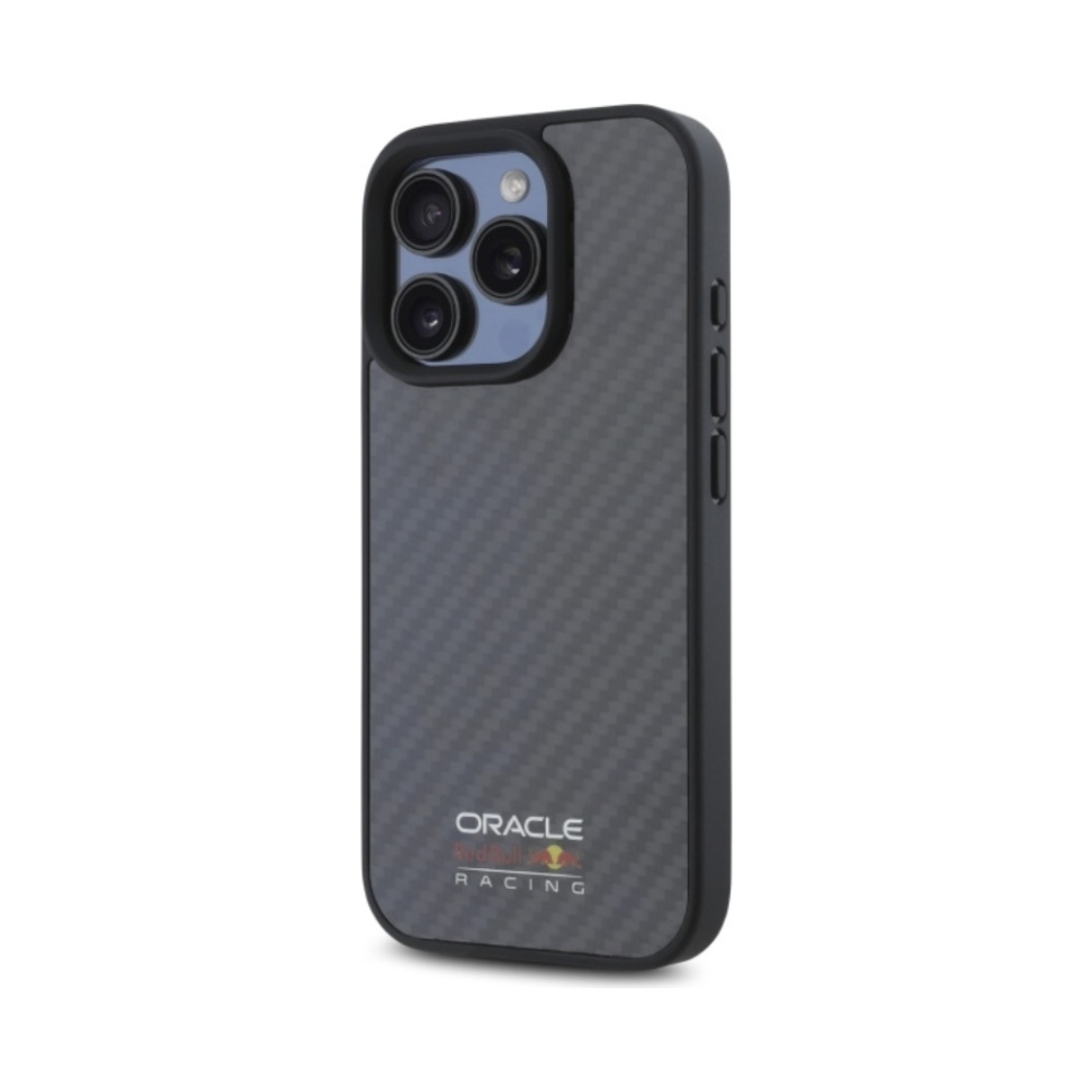 Coque iPhone 16 Pro Red Bull Carbon Fiber Shiny Logo MagSafe noire — visuel 2