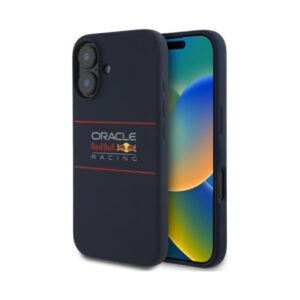Coque iPhone 16 Red Bull Silicone Horizontal Logo MagSafe bleu marine
